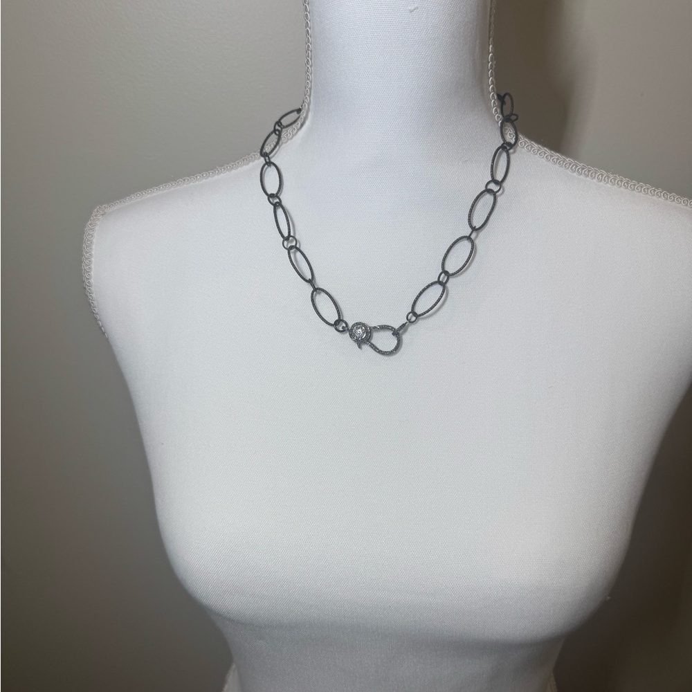 Elegant Silver Chain Necklace with Pave Lobster Claw